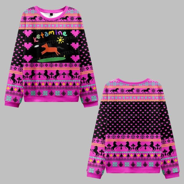 2025 Christmas Orange Pony Ketamine Ugly Christmas Sweater 0