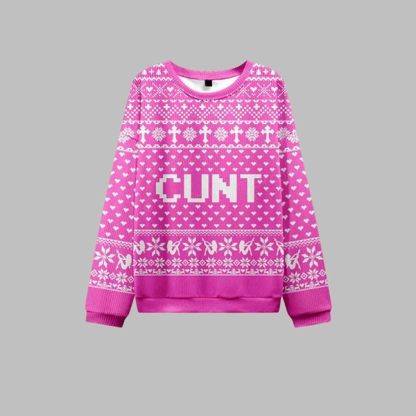 2025 Christmas Pink Cxxt Cunt Ugly Christmas Sweater 1