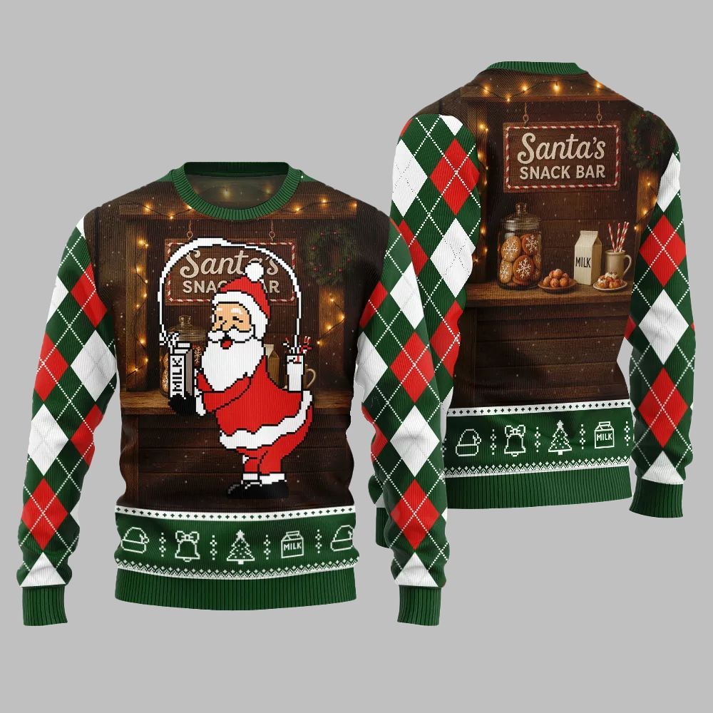 2025 Christmas Quirky Santa Snack Bar Ugly Christmas Sweater 1 2025 Christmas Quirky Santa Snack Bar Ugly Christmas Sweater 1