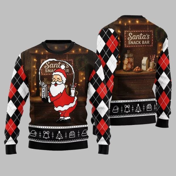 2025 Christmas Quirky Santa Snack Bar Ugly Christmas Sweater 2
