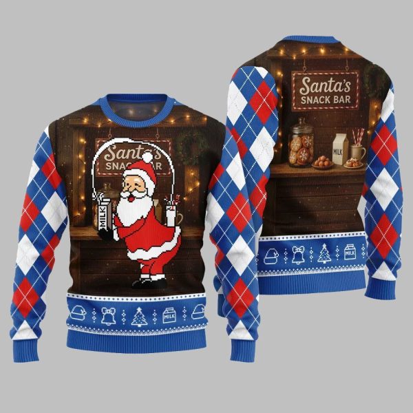 2025 Christmas Quirky Santa Snack Bar Ugly Christmas Sweater 3