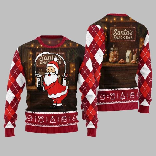 2025 Christmas Quirky Santa Snack Bar Ugly Christmas Sweater 4