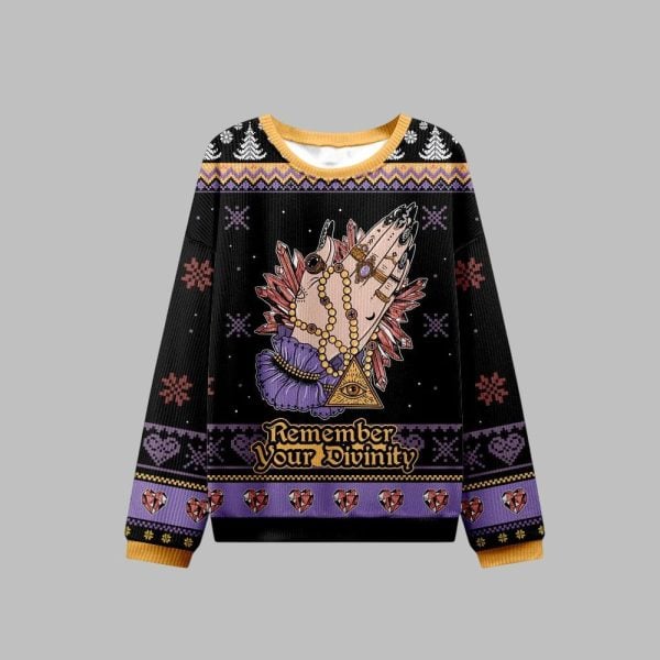 2025 Christmas Remember Your Divinity Ugly Christmas Sweater 1