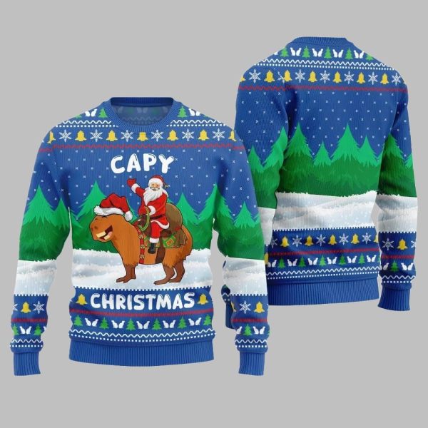 2025 Christmas Santa Capy Ugly Christmas Sweater 1