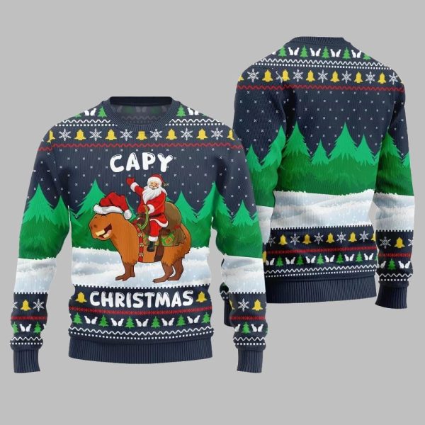 2025 Christmas Santa Capy Ugly Christmas Sweater 4