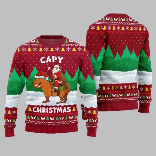 2025 Christmas Santa Capy Ugly Christmas Sweater 5
