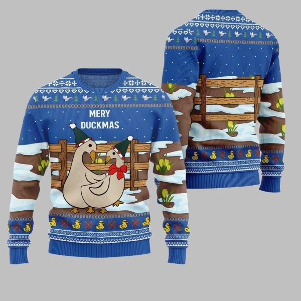 2025 Christmas Seriously Naughty Duck On The Farm Ugly Christmas Sweater 2