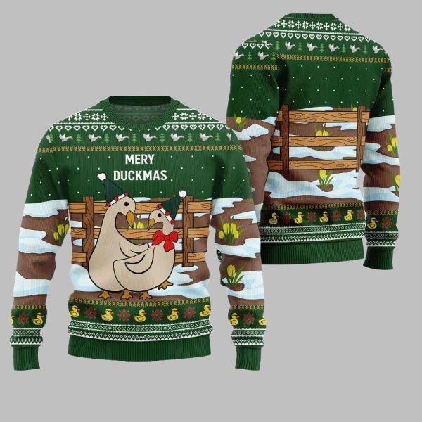 2025 Christmas Seriously Naughty Duck On The Farm Ugly Christmas Sweater 3