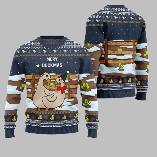2025 Christmas Seriously Naughty Duck On The Farm Ugly Christmas Sweater 5