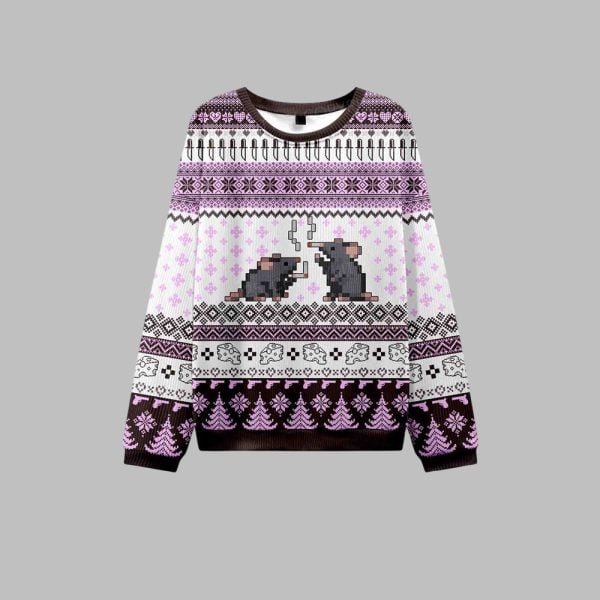 2025 Christmas Smoking Rats Ugly Christmas Sweater 1