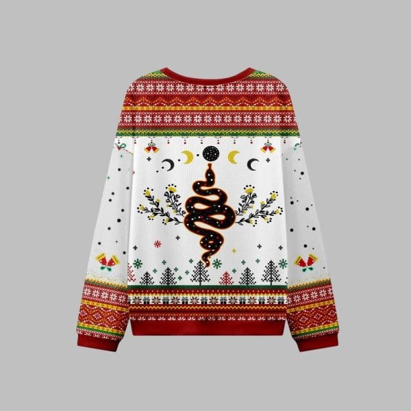 2025 Christmas Snake And Moon Phase Ugly Christmas Sweater 2