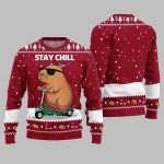 2025 Christmas Stay Chill Capybara Ugly Christmas Sweater