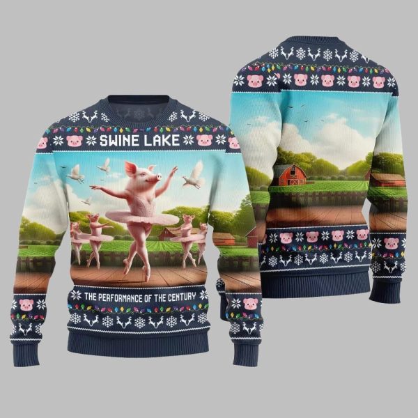 2025 Christmas Swine Lake the Performance Of The Century Ugly Christmas Sweater 1