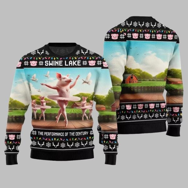 2025 Christmas Swine Lake the Performance Of The Century Ugly Christmas Sweater 2
