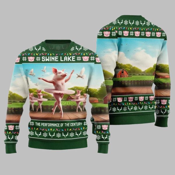 2025 Christmas Swine Lake the Performance Of The Century Ugly Christmas Sweater 3