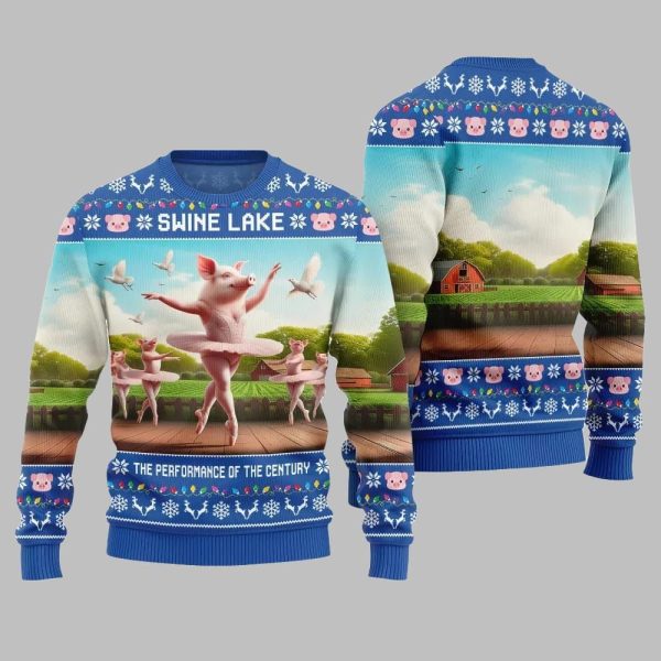 2025 Christmas Swine Lake the Performance Of The Century Ugly Christmas Sweater 4
