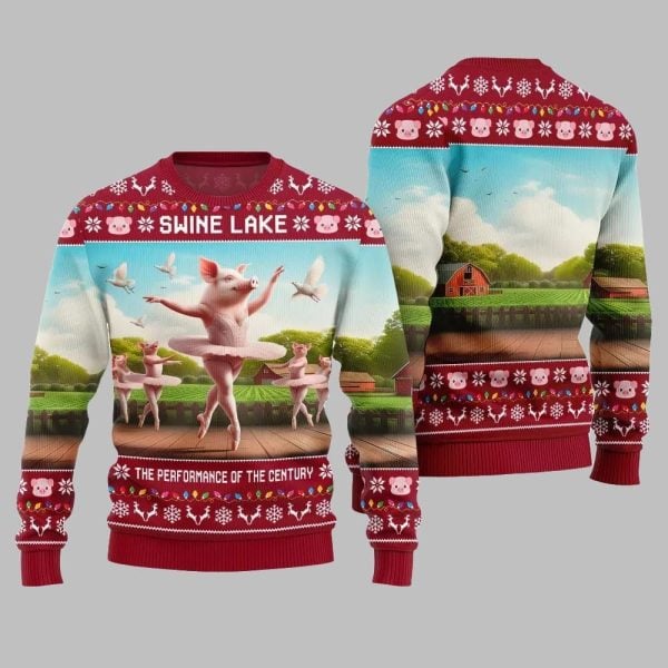 2025 Christmas Swine Lake the Performance Of The Century Ugly Christmas Sweater 5