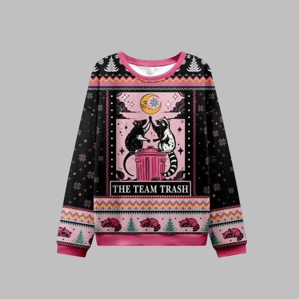 2025 Christmas The Team Trash Opossum Ugly Christmas Sweater 2