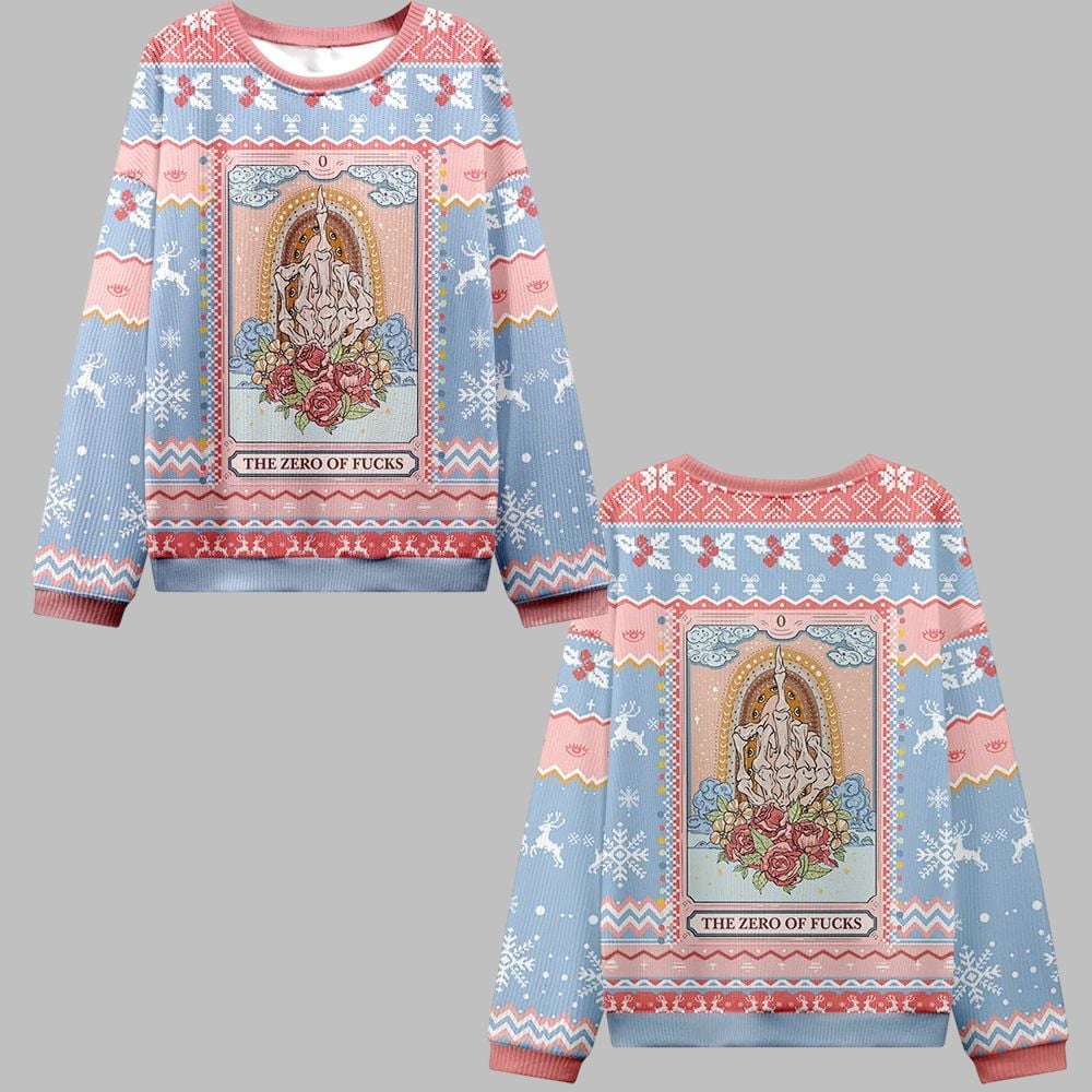 2025 Christmas The Zero Of Fucks Tarot Ugly Christmas Sweater 0 2025 Christmas The Zero Of Fucks Tarot Ugly Christmas Sweater 0