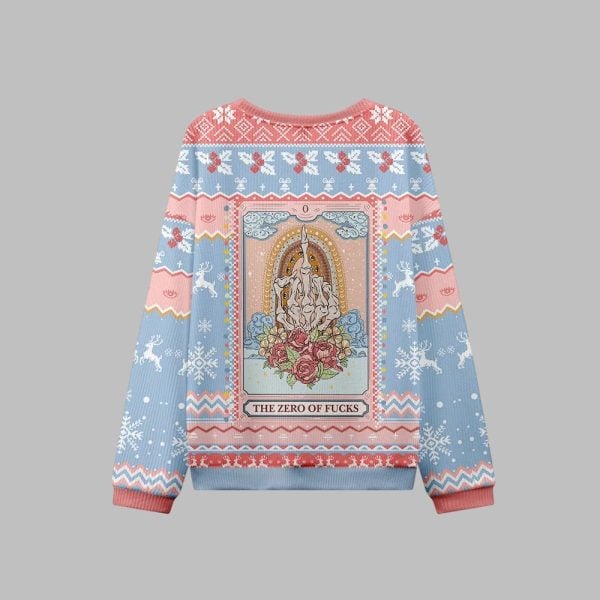 2025 Christmas The Zero Of Fucks Tarot Ugly Christmas Sweater 2