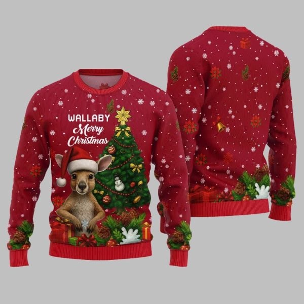 2025 Christmas Wallaby Merry Christmas Ugly Christmas Sweater 3