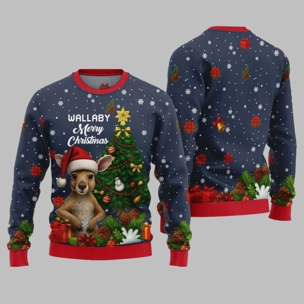2025 Christmas Wallaby Merry Christmas Ugly Christmas Sweater 5