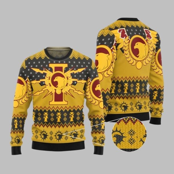 2025 Christmas Warhammer Adeptus Custodes Iconic Ugly Christmas Sweater 1 1