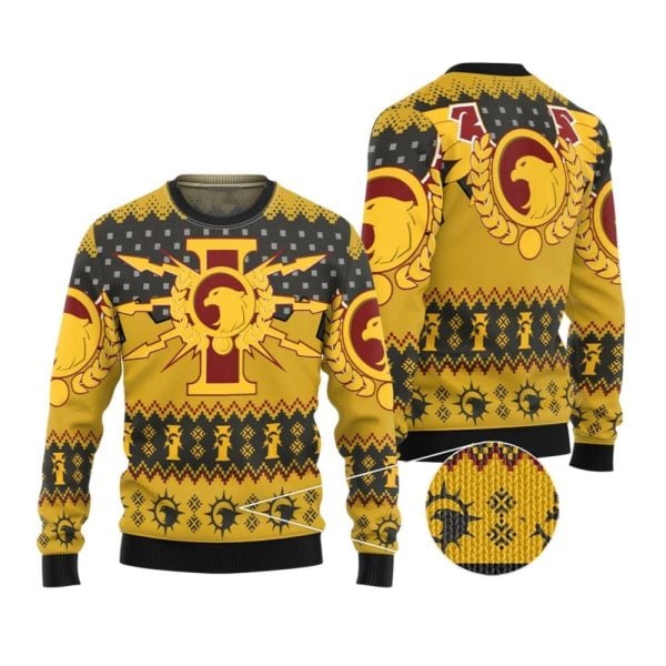 2025 Christmas Warhammer Adeptus Custodes Iconic Ugly Christmas Sweater 1 2