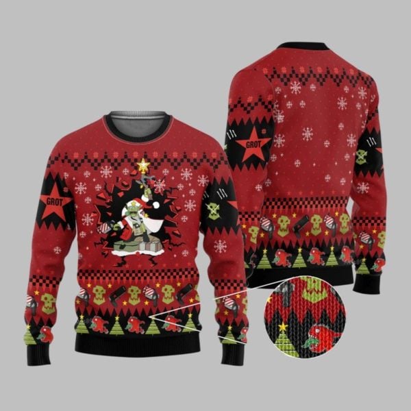 2025 Christmas Warhammer Armed And Dangerous Red Gobbo Iconic Ugly Sweater 1 1