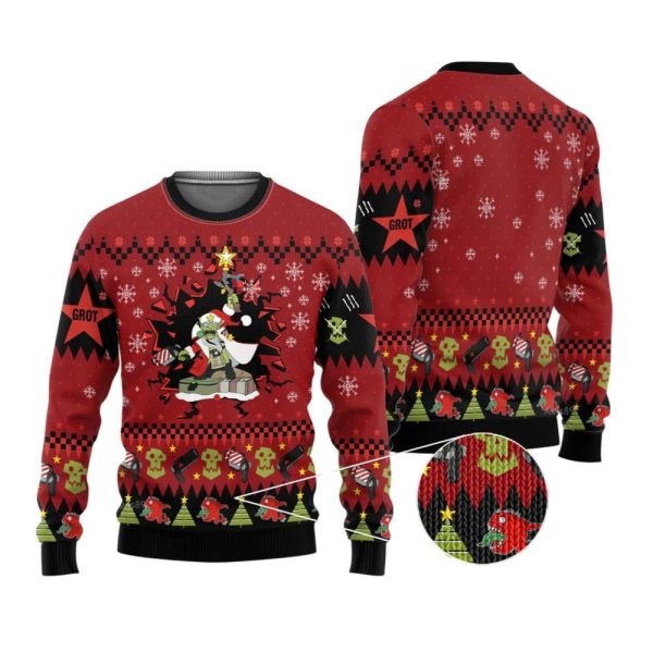2025 Christmas Warhammer Armed And Dangerous Red Gobbo Iconic Ugly Sweater 1 2
