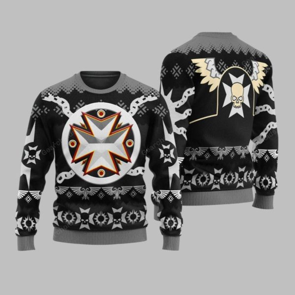2025 Christmas Warhammer Black Templars Iconic Ugly Christmas Sweater 1 1
