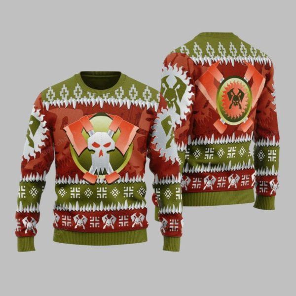 2025 Christmas Warhammer Blood Axe Orks Iconic Ugly Christmas Sweater 1 1