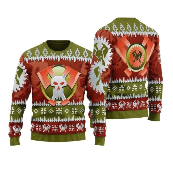 2025 Christmas Warhammer Blood Axe Orks Iconic Ugly Christmas Sweater 1 2