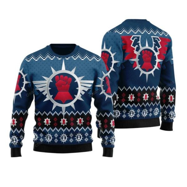 2025 Christmas Warhammer Crimson Fists Iconic Ugly Christmas Sweater 1 2