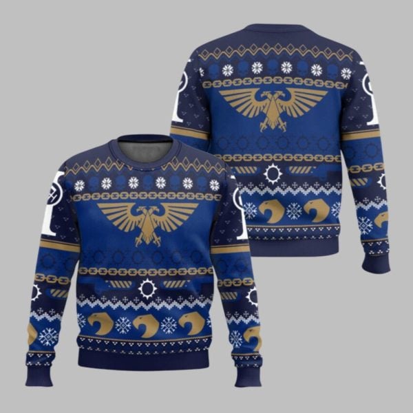 2025 Christmas Warhammer Icy Imperium Knitted Iconic Ugly Christmas Sweater 1 1