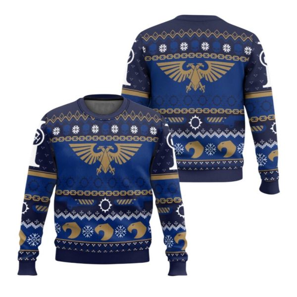 2025 Christmas Warhammer Icy Imperium Knitted Iconic Ugly Christmas Sweater 1 2