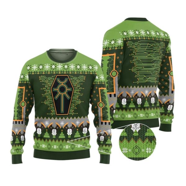 2025 Christmas Warhammer Nefarious Necron Iconic Ugly Christmas Sweater 1 2