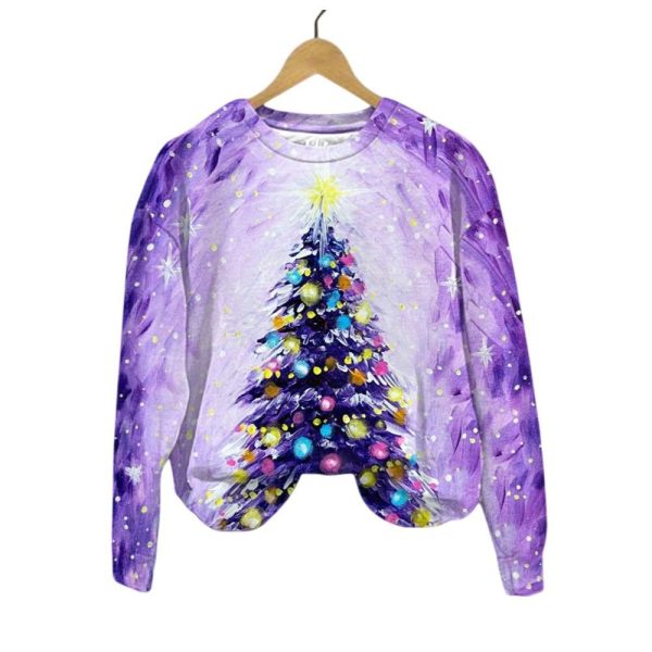 2025 Christmas Womens Tree Casual Christmas Sweatshirt 1 2