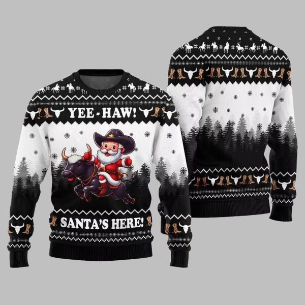 2025 Christmas Yee Haw Santas Here Ugly Christmas Sweater 2