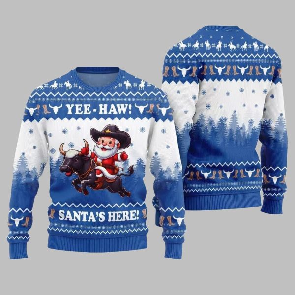 2025 Christmas Yee Haw Santas Here Ugly Christmas Sweater 5