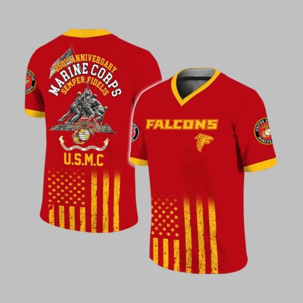 2025 Falcons x US Marine Corps 250th Year Anniversary Football Jersey 1 1