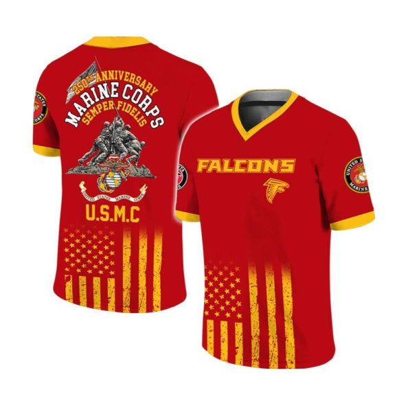 2025 Falcons x US Marine Corps 250th Year Anniversary Football Jersey 1 2