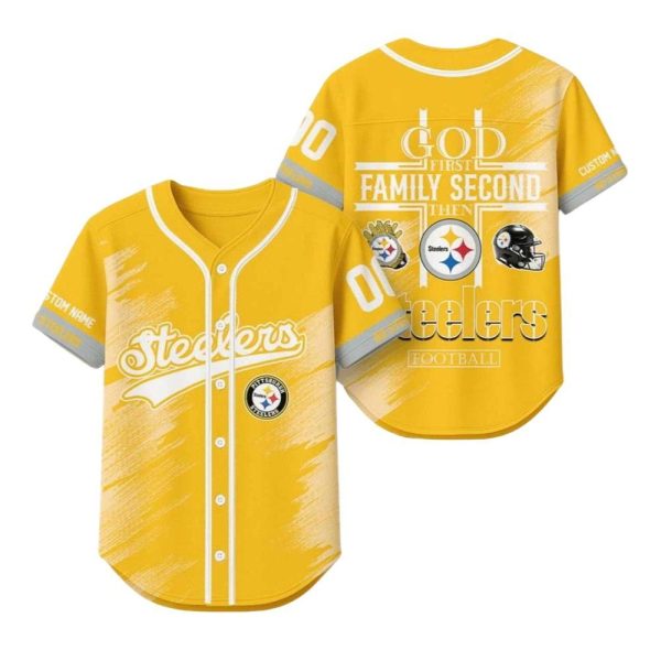 2025 God First Family Second Then Steelers Football Jersey 1 2
