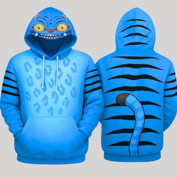 2025 Halloween Blue Tiger Cosplay Hoodie 1