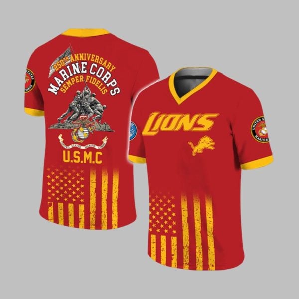 2025 Lions x US Marine Corps 250th Year Anniversary Football Jersey 1 1