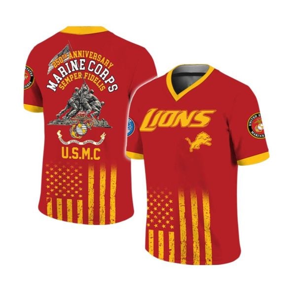 2025 Lions x US Marine Corps 250th Year Anniversary Football Jersey 1 2