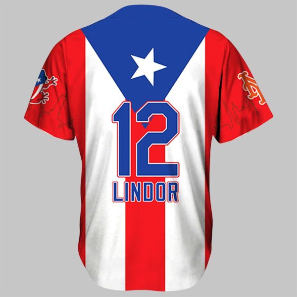 2025 Mets Lindor Puerto Rican Heritage Baseball Jersey 3