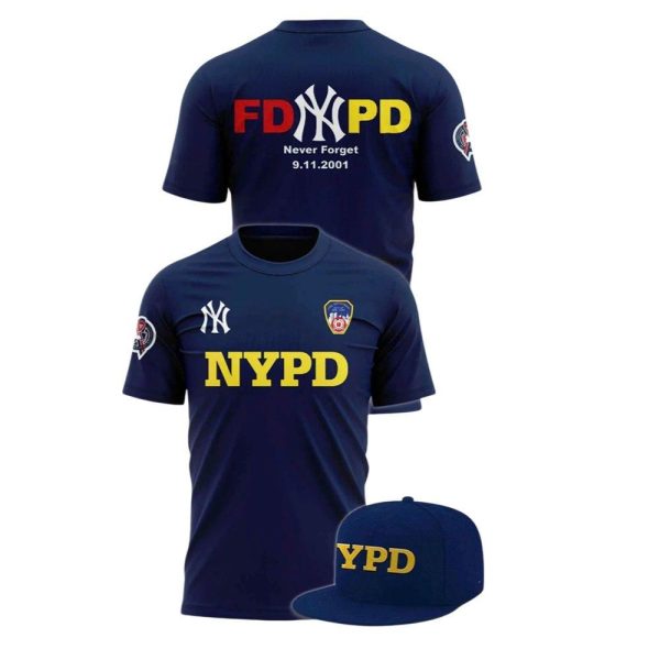 2025 NY Yankees NYPD FDPD Never Forgot 9 11 2001 Shirt 1 2