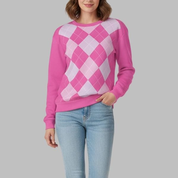 2025 Pink Argyle Costume Demon Sweater 5