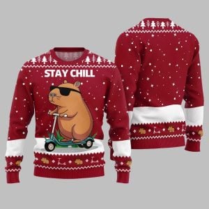2025 Christmas Stay Chill Capybara Ugly Christmas Sweater 1